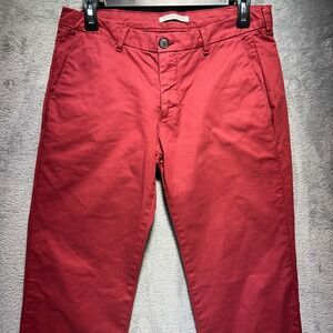 Sartoria Rossi Mens Chino Pants Red Cotton Slim Fit Trousers 30x30
